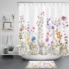 Easter Rabbit on White Flowers Shower Curtain for Spring Bathroom 