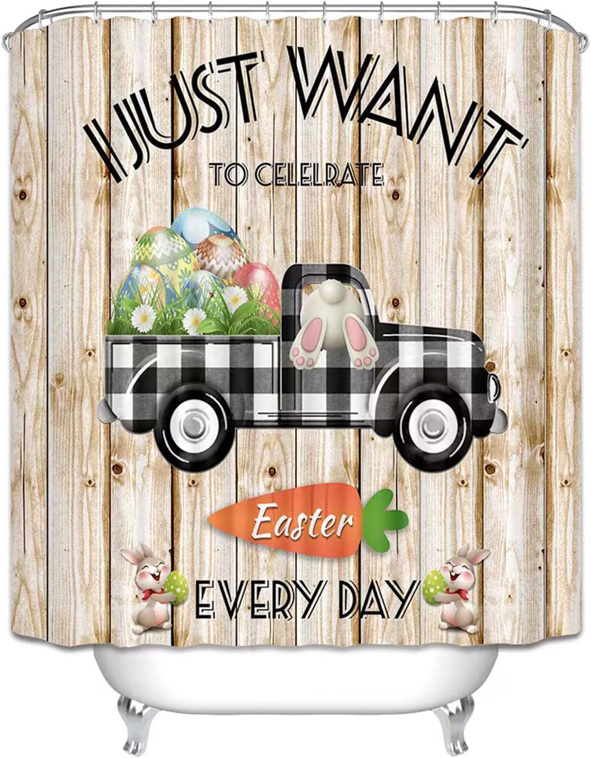 Easter Shower Curtain For Bathroom With Festive Bathroom Decor,