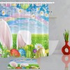 Easter Shower Curtain Set - Rainbow Bathroom Decor With Bunny And Eggs