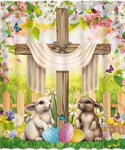 Easter Shower Curtain With A Religious Theme For A Meaningful Bathroom Decor