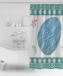Easter Spring Colorful Eggs Floral Shower Curtain - Festive Bathroom Decor