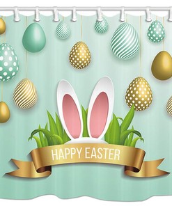 Easter Sunday Rabbit Ear Fabric Shower Curtain With Luxury Shower Curtains