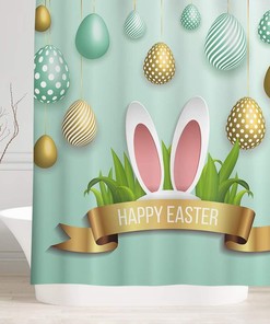 Easter Sunday Rabbit Ear Fabric Shower Curtain With Luxury Shower Curtains