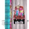 Easter Truck Bunny Shower Curtain Set for Spring Bathroom Dcor with Flowers and Wood Grain Pattern