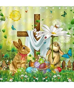 Easter Wishes He is Risen Shower Curtain for a Spiritual Bathroom Decor