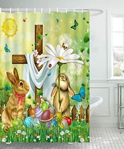 Easter Wishes He is Risen Shower Curtain for a Spiritual Bathroom Decor