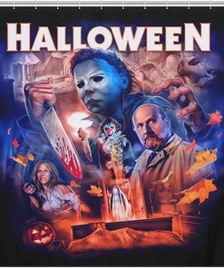 Eccentric Halloween Michael Myers Heat Transfer Pattern Bathroom Shower And Bathtub Set For Your Bathroom
