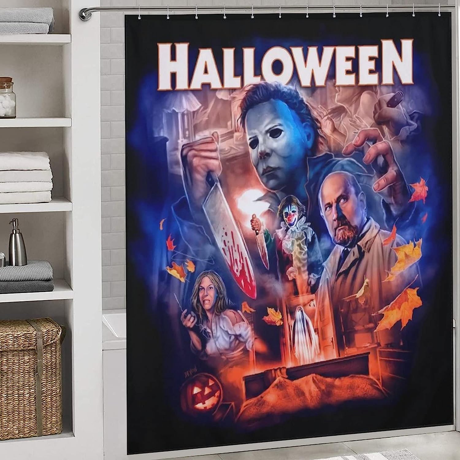 Eccentric Halloween Michael Myers Heat Transfer Pattern Bathroom Shower And Bathtub Set For Your Bathroom - Image 3