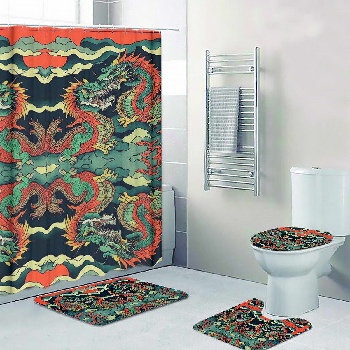 Eclectic Ancient Chinese Dragon Shower Curtain For A Fantastical Bathroom
