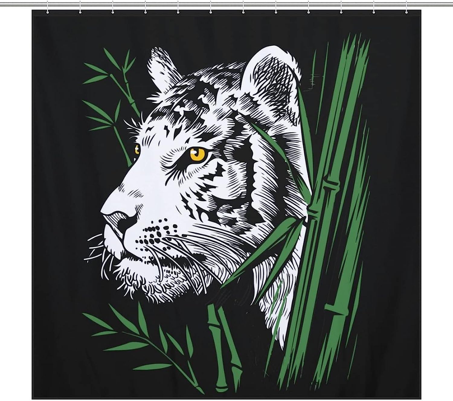 Eco-Friendly Bamboo Tiger Print Fabric Shower Curtain for Your Bathroom
