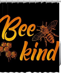 Eco-Friendly Bee Shower Curtain with Cute Bee Kind Quote, 72x72 - Shower Curtains Decorative