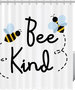 Eco-Friendly Bee Shower Curtain with Flying Bees, 72x72 - Bathroom Shower Curtain