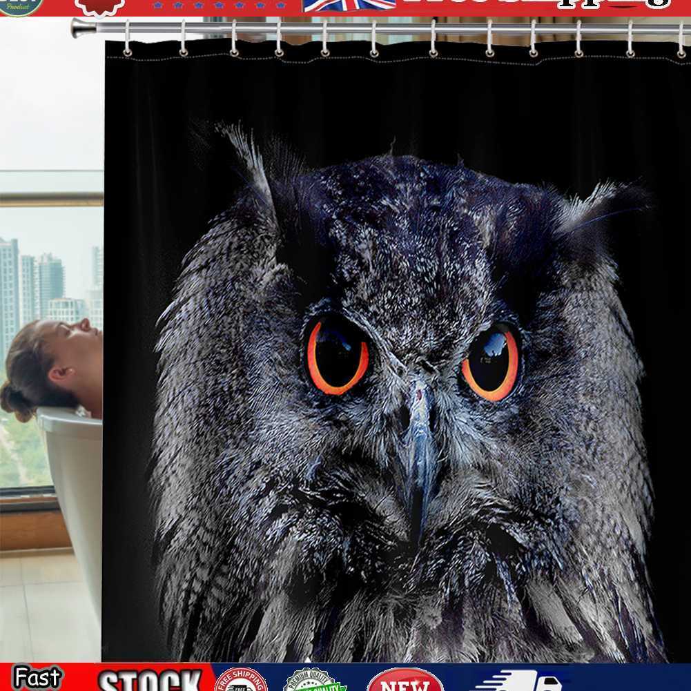 Eco-Friendly Owl Print Shower Curtain - Odorless for Bathroom Bathtubs