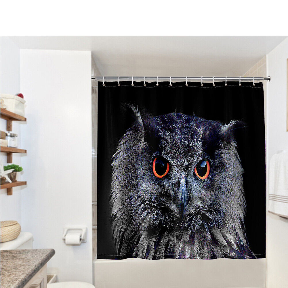 Eco-Friendly Owl Print Shower Curtain - Odorless for Bathroom Bathtubs
