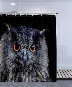 Eco-Friendly Owl Print Shower Curtain - Odorless for Bathroom Bathtubs