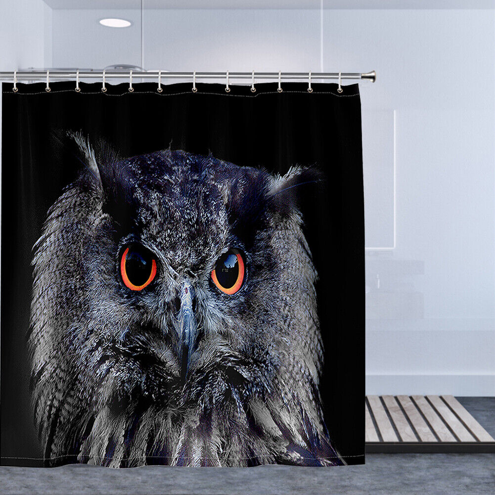 Eco-Friendly Owl Print Shower Curtain - Odorless for Bathroom Bathtubs