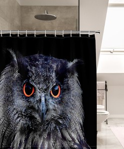 Eco-Friendly Owl Print Shower Curtain - Odorless for Bathroom Bathtubs