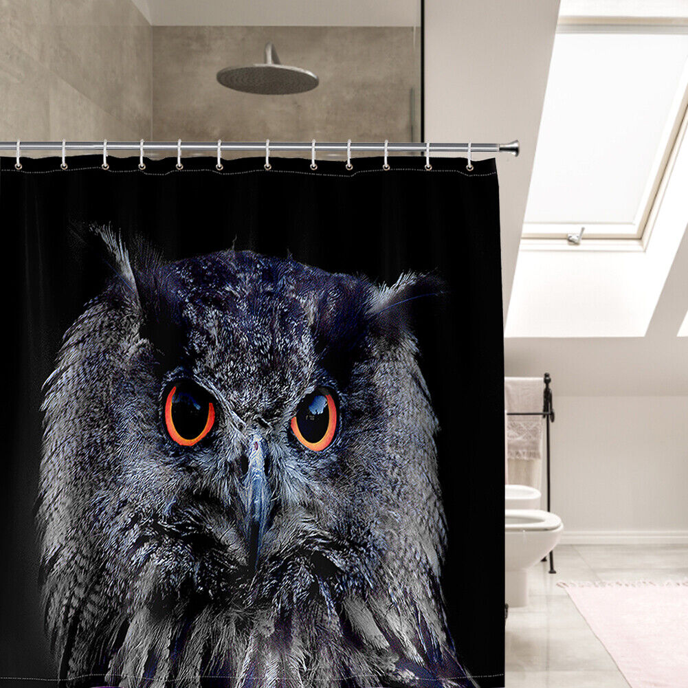 Eco-Friendly Owl Print Shower Curtain - Odorless for Bathroom Bathtubs