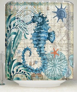 Eco-Friendly Seahorse Shower Curtain for Sustainable Bathroom Decor