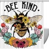 Eco-Friendly Wildflower Shower Curtain with Cute Bee Kind Quote, 72x72 - Shower Curtains Colorful