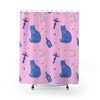 Edgy Boho Cat Shower Curtain Evil Eye Moon Mushrooms Bathroom Decor