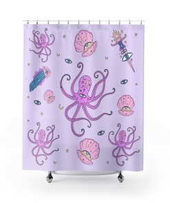 Edgy Boho Octopus Retro Shower Curtain for Bathroom Decor