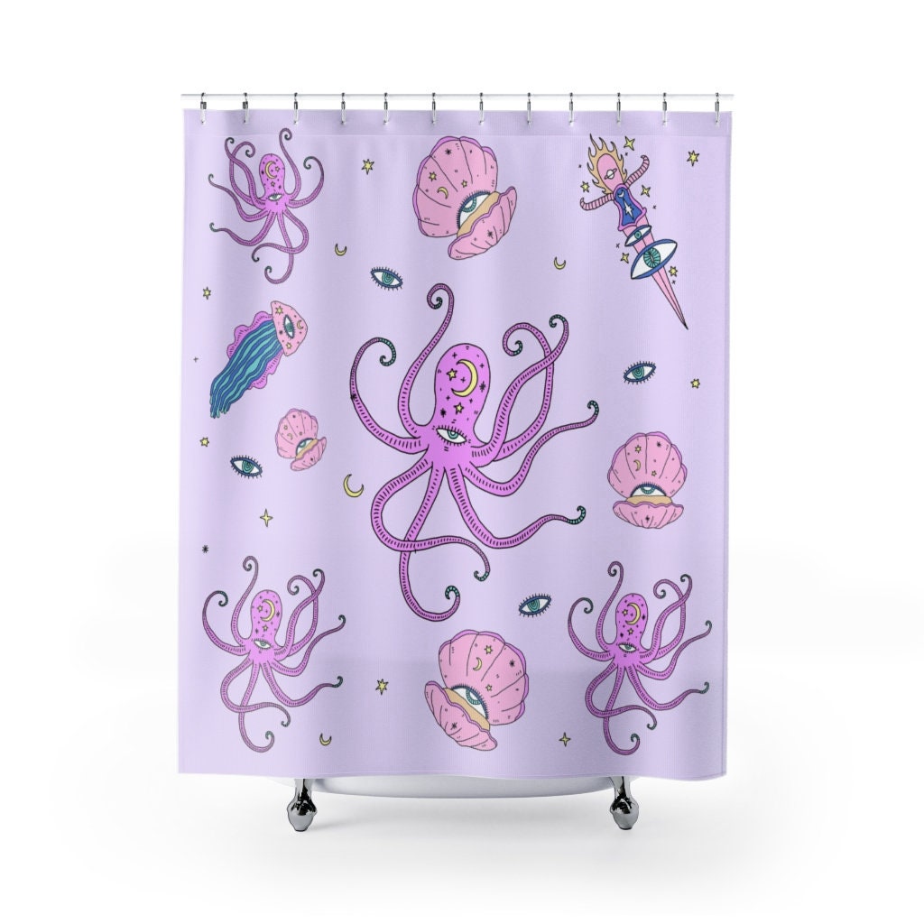 Edgy Boho Octopus Retro Shower Curtain for Bathroom Decor