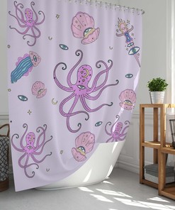Edgy Boho Octopus Retro Shower Curtain for Bathroom Decor