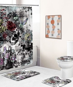 Edgy Floral Skull Shower Curtain - A Unique Bathroom Statement