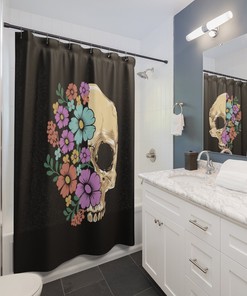 Edgy Floral Skull Shower Curtain For A Bold And Sassy Bathroom