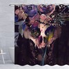 Edgy Floral Skull Shower Curtain in Pink Roses for a Gothic Bathroom