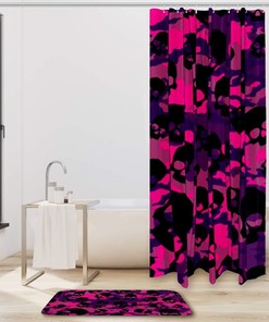 Edgy Pink Camouflage and Skull Shower Curtain for Bold Bathroom Decor