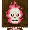 Edgy Pink Flaming Skull Shower Curtain for Halloween Bathroom Decor