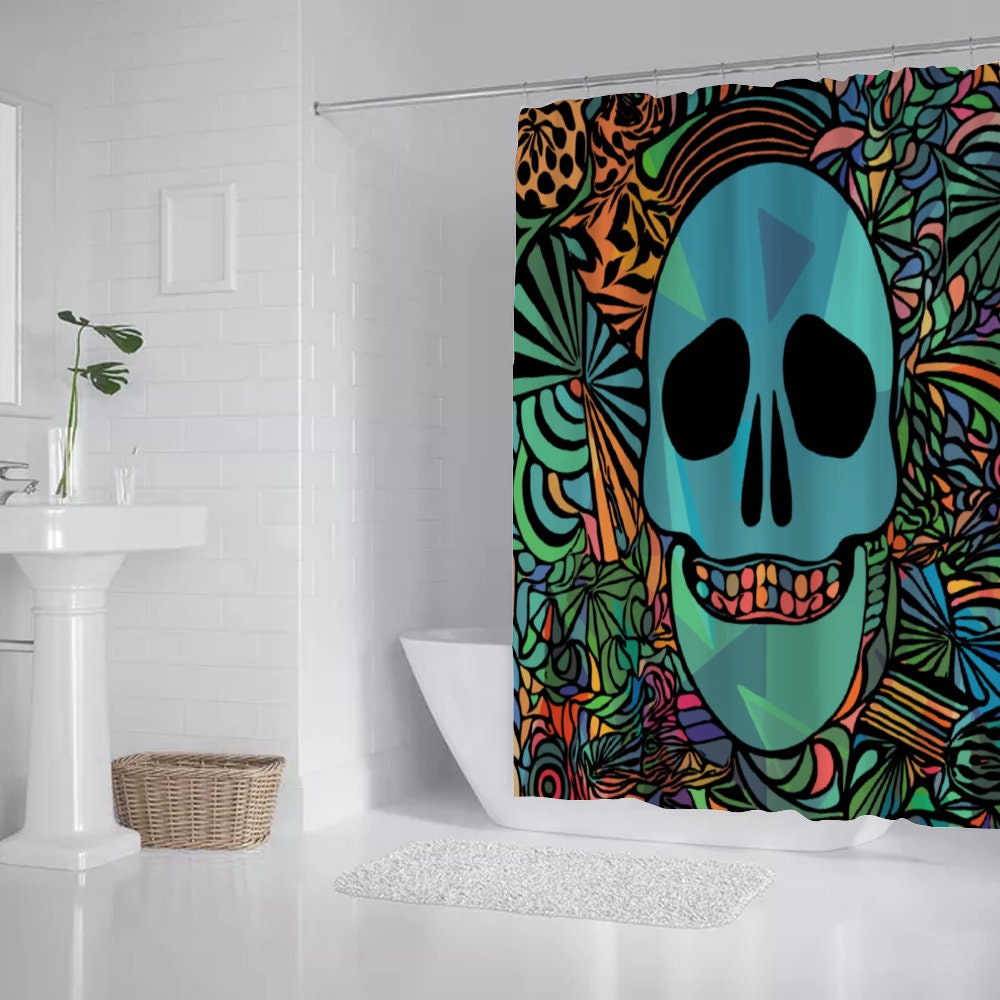 Edgy Skulls Bath Shower Curtain - A Bold Statement In Your Bathroom