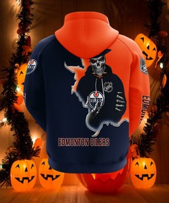 Edmonton Oilers All Over Print 3D Skull Hoodie For Fans