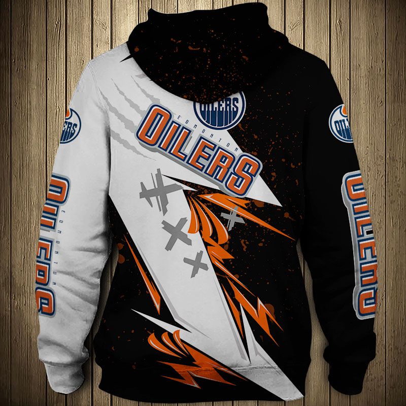 Edmonton Oilers Thunder Design All Over Print 3D Pullover Hoodie