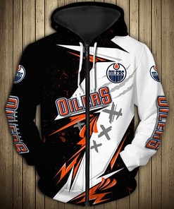 Edmonton Oilers Thunder Design All Over Print 3D Pullover Hoodie