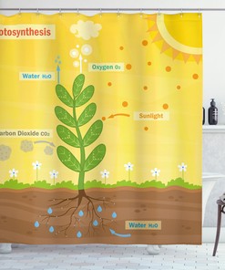 Educational Cartoon Oxygen Sun Shower Curtain For Bathroom - 