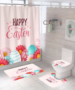 Egg Daisy In Vintage Shower Curtains Print Waterproof Fabric Easter Day Shower Curtain