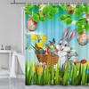 Egg Hunt Grtuspr Happy Easter Shower Curtain With Cute Bunny And Colorful Eggs