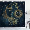 Egypt Shower Curtain, Boho Feathers With Moon Print For Bathroom - 