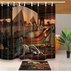 Egyptian Beauty And Leopard Shower Curtain, Pyramid Bathroom Decor - 