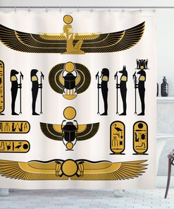 Egyptian Symbol Myth Mummy Ra Sun Artprint Shower Curtain with Illustration Print Design 