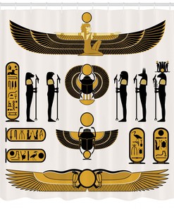 Egyptian Symbol Myth Mummy Ra Sun Artprint Shower Curtain with Illustration Print Design