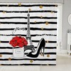 Eiffel Tower Black White Stripe Print Shower Curtain for Kids Boys Girls Room Decor
