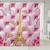 Eiffel Tower Butterfly Pattern Shower Curtain for Romantic Paris Bath Decor