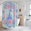 Eiffel Tower Cottage Floral Shower Curtain With Blue And Rose Design