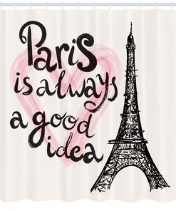 Eiffel Tower Dream Tour Shower Curtain, Europe Print Bathroom Decor -