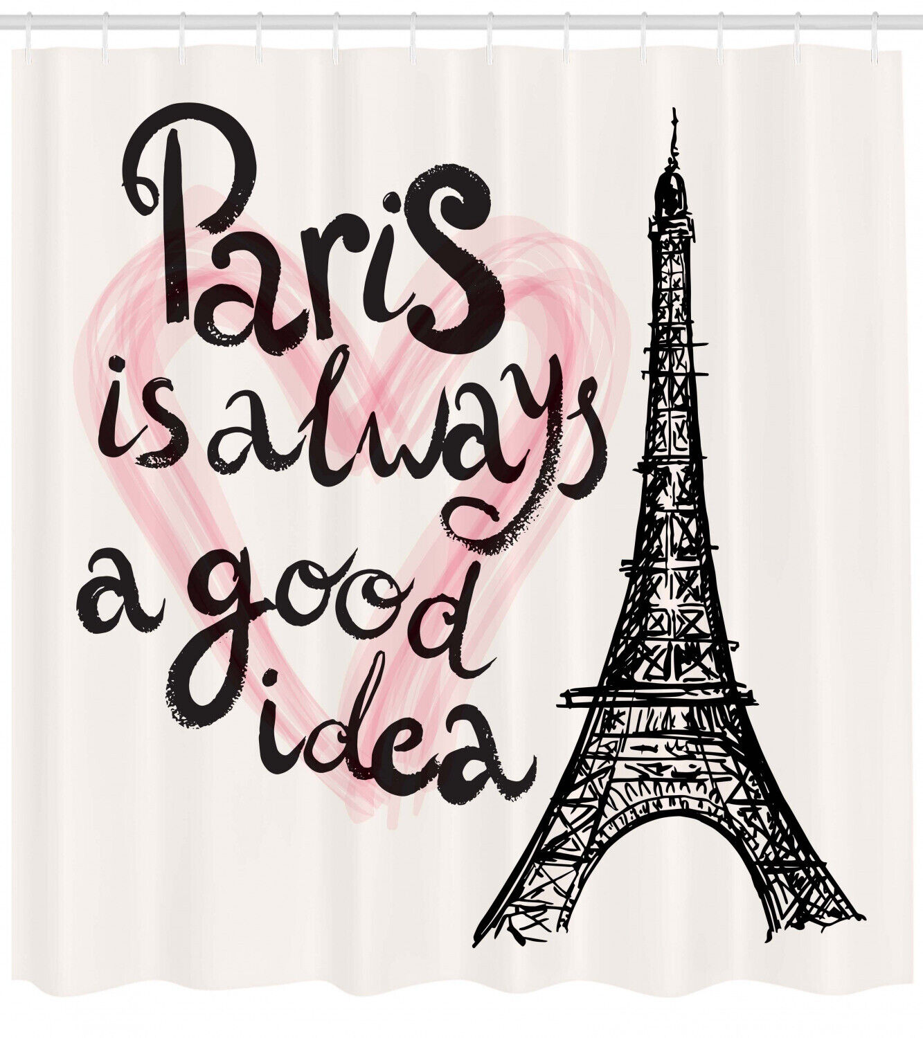 Eiffel Tower Dream Tour Shower Curtain, Europe Print Bathroom Decor -