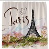 Eiffel Tower Hand-Drawn Print Shower Curtain for a Chic Bathroom Look